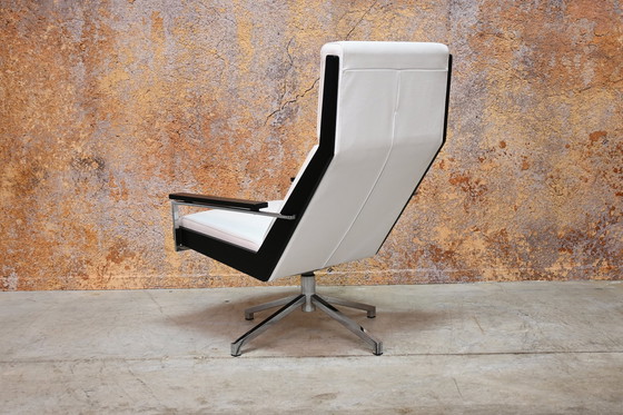 Image 1 of White Leather Rob Parry Lotus Design Swivel Chair