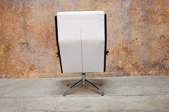 Image 1 of White Leather Rob Parry Lotus Design Swivel Chair