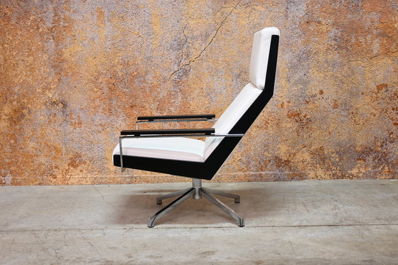 Image 1 of White Leather Rob Parry Lotus Design Swivel Chair