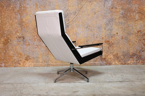 Image 1 of White Leather Rob Parry Lotus Design Swivel Chair