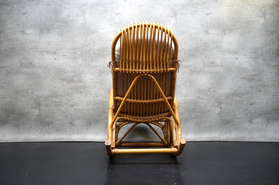 Image 1 of Fauteuil à bascule en bambou, années 1970