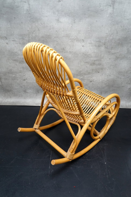 Image 1 of Fauteuil à bascule en bambou, années 1970