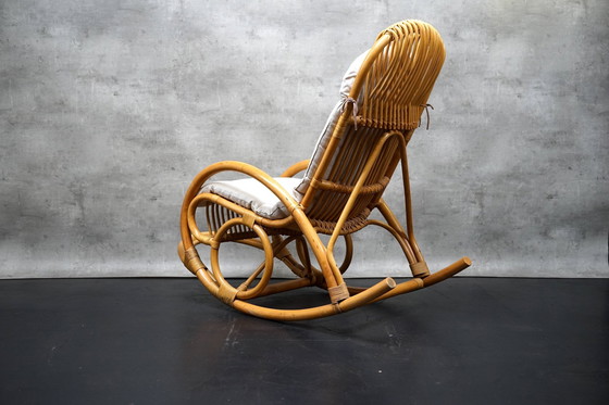 Image 1 of Fauteuil à bascule en bambou, années 1970