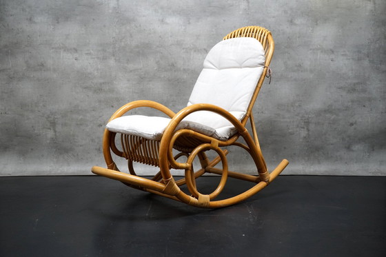 Image 1 of Fauteuil à bascule en bambou, années 1970