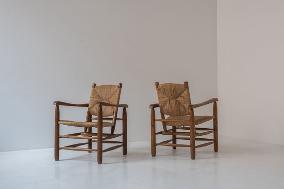 Image 1 of Rare pair armchairs model ‘Chamrousse’ by Charlotte Perriand for Steph Simon, France 1940’s. 