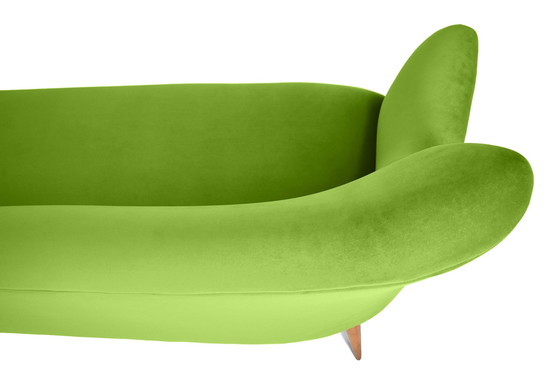 Image 1 of Spectacular Three-Seater Velvet Sofa, 60s, Pistachio, Fully Restored