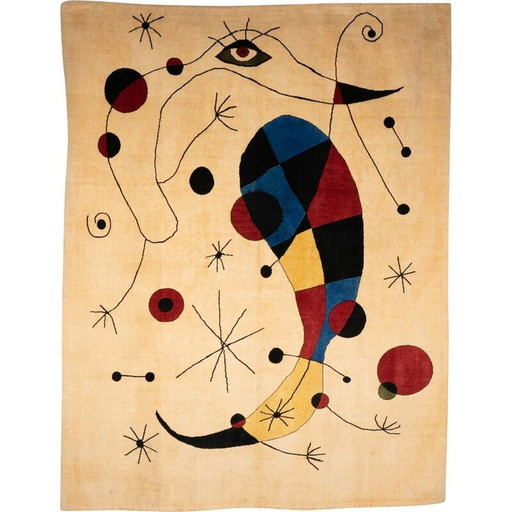 Vintage hand-knotted Merino wool rug