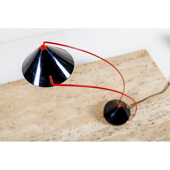 Image 1 of Vintage Italian red and black Memphis-style table lamp 