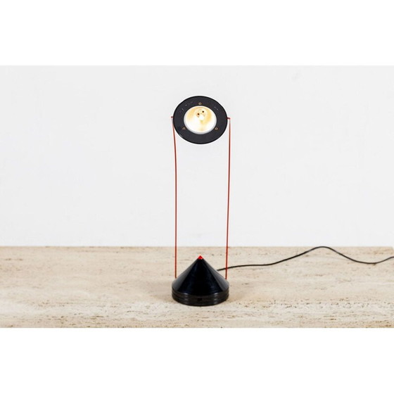 Image 1 of Vintage Italian red and black Memphis-style table lamp 