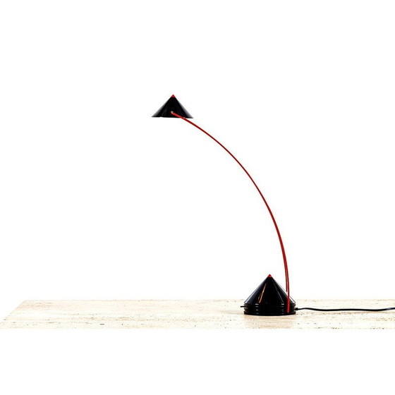 Image 1 of Vintage Italian red and black Memphis-style table lamp 