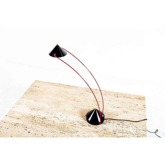 Image 1 of Vintage Italian red and black Memphis-style table lamp 
