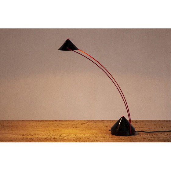 Image 1 of Vintage Italian red and black Memphis-style table lamp 