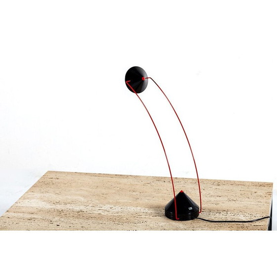 Image 1 of Vintage Italian red and black Memphis-style table lamp 