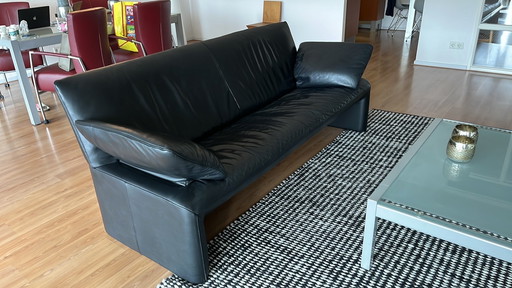 Jori Black Leather Sofa