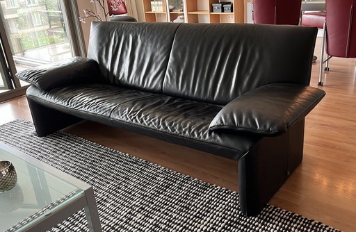 Jori Black Leather Sofa