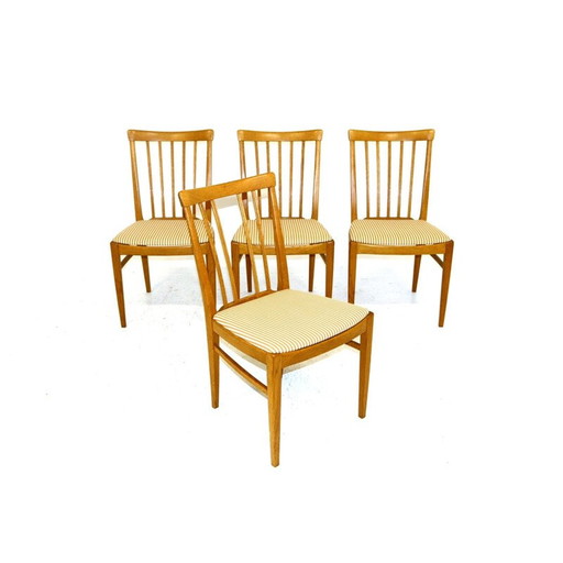 Set of 4 oakwood chairs by Carl Malmsten, Sweden 1970