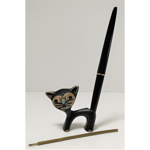 Zoomorphic penholder in black patinated bronze, 1970