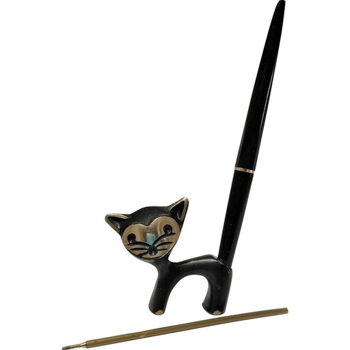 Zoomorphic penholder in black patinated bronze, 1970