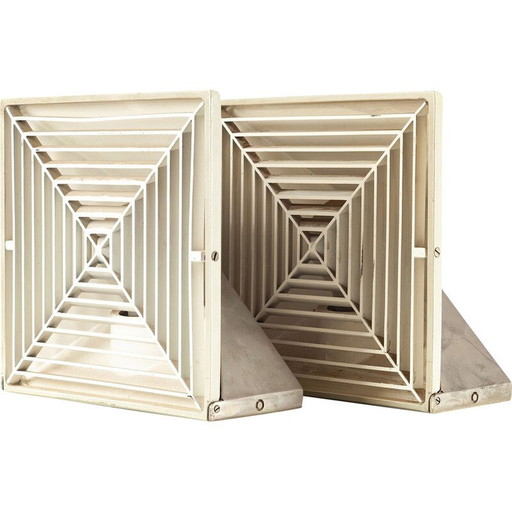 Coppia di lampade da comodino vintage in metallo quadrato di Staff, 1960