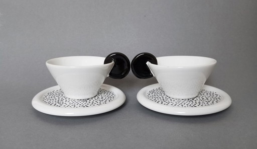 Massimo Materassi Postmodern Coffee Cup Pair, 1985 Mas Italy