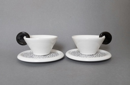 Massimo Materassi Postmodern Coffee Cup Pair, 1985 Mas Italy