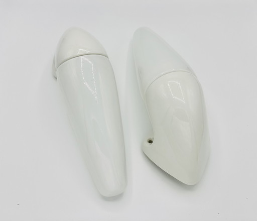 Swedish Mid - Century ceramics no. 6035 bathroom wall lamps by Sigvard Bernadotte for IFÖ, 1950s