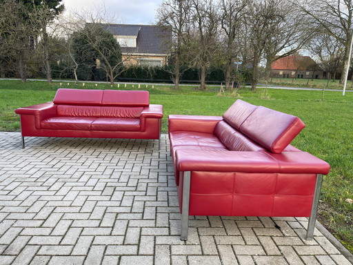 Beautiful 2X Montel 3 Seaters Real Leather Sofa Set