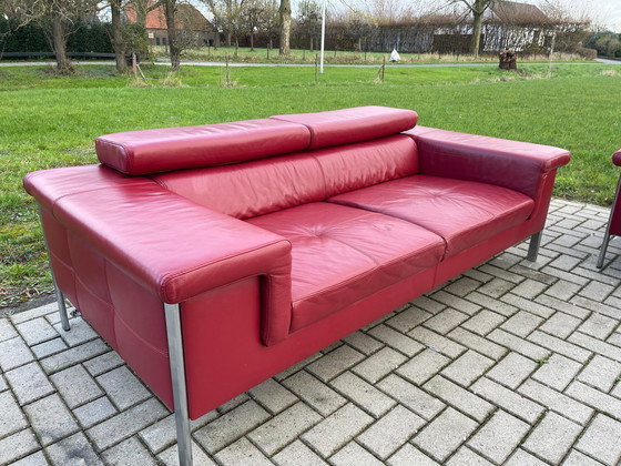 Image 1 of Beautiful 2X Montel 3 Seaters Real Leather Sofa Set