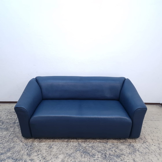 Image 1 of De Sede ds 47 set blue neck leather designer sofa designer armchair leather sofa