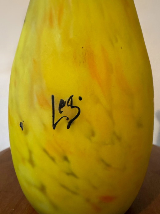 Yellow Art Deco Legras vase