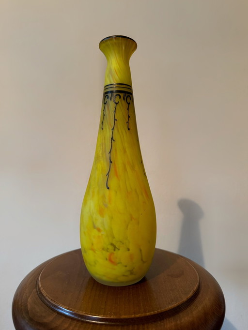 Yellow Art Deco Legras vase