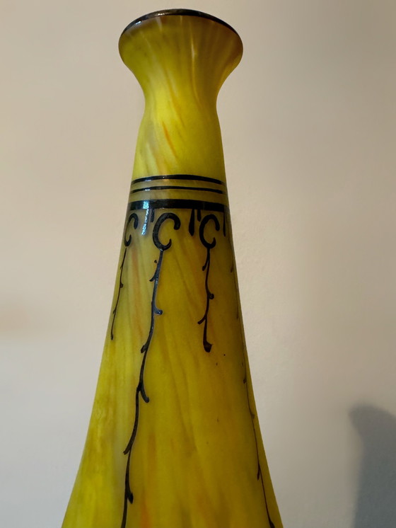 Image 1 of Yellow Art Deco Legras vase