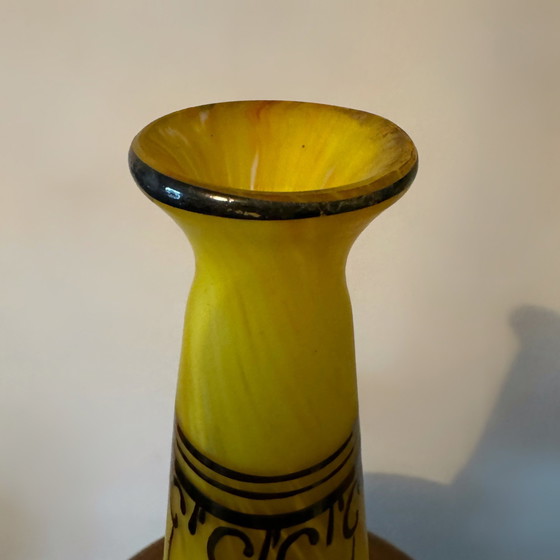 Image 1 of Yellow Art Deco Legras vase