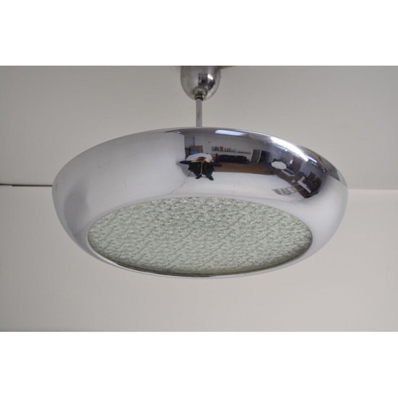 Image 1 of Vintage chrome and glass Ufo suspension by Josef Hurka, Czechoslovakia 1940