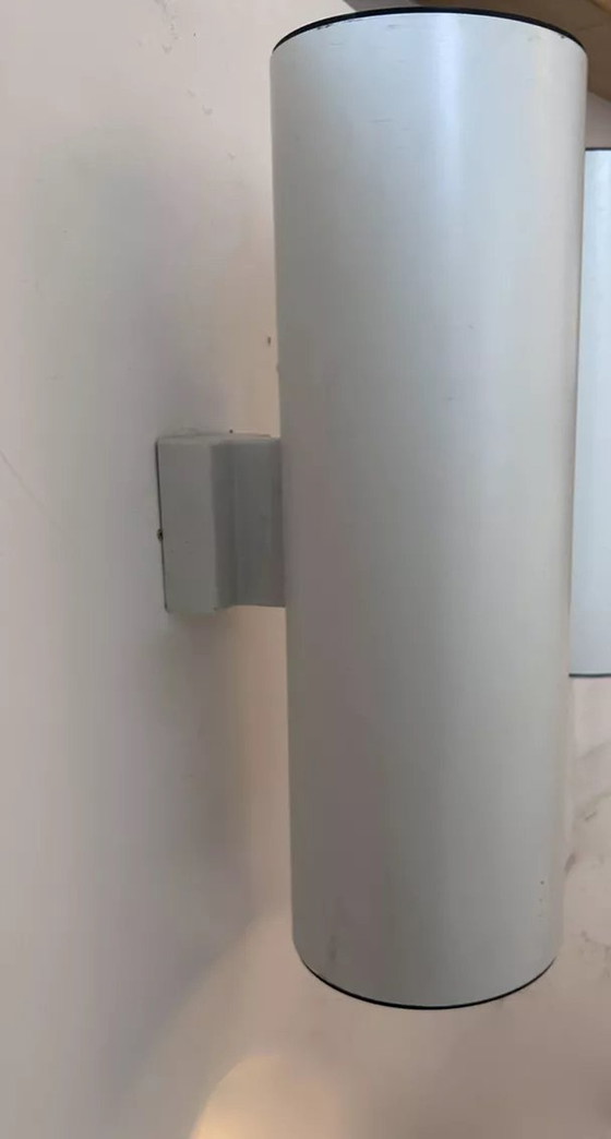 Image 1 of 2X Vintage Cylindrical Wall Light, Matte White Metal, Germany Erco 1976