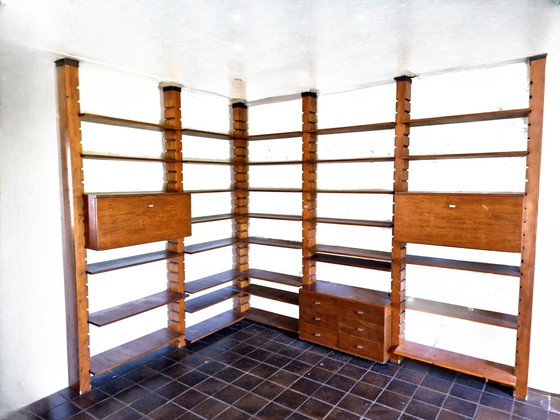 Image 1 of Brutalist solid wood wall unit, Netherlands 1970s