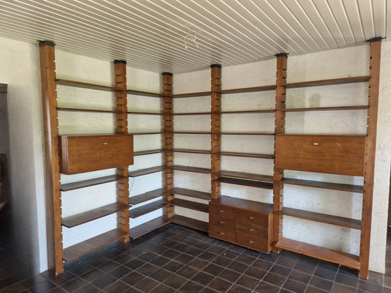 Image 1 of Brutalist solid wood wall unit, Netherlands 1970s