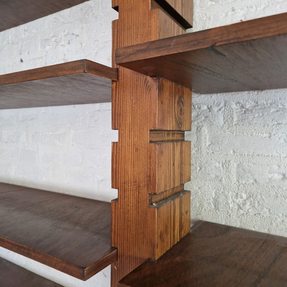 Image 1 of Brutalist solid wood wall unit, Netherlands 1970s