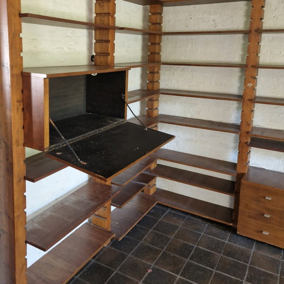 Image 1 of Brutalist solid wood wall unit, Netherlands 1970s