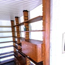 Brutalist solid wood wall unit, Netherlands 1970s