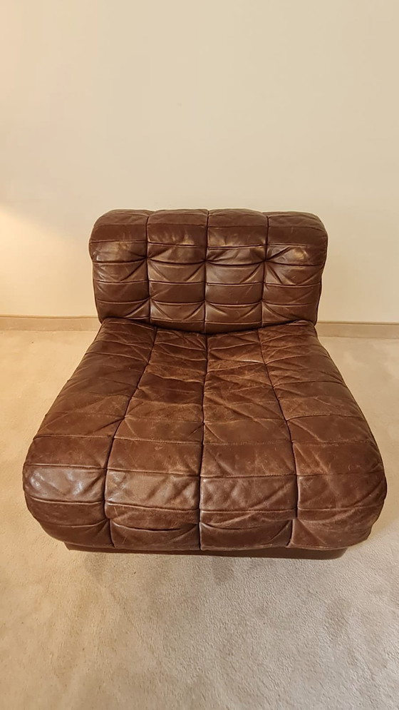 Image 1 of De Sede Ds-11 Brown Leather 3 Sofa Elements And 1 Foot Stool 1970'S