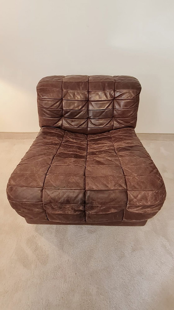 Image 1 of De Sede Ds-11 Brown Leather 3 Sofa Elements And 1 Foot Stool 1970'S