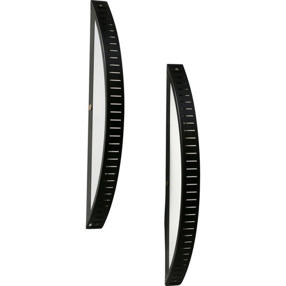 Image 1 of Pair of vintage wall lamp in black lacquered metal and plexiglass, France 1980