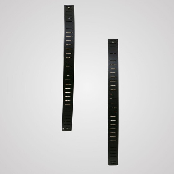 Image 1 of Pair of vintage wall lamp in black lacquered metal and plexiglass, France 1980