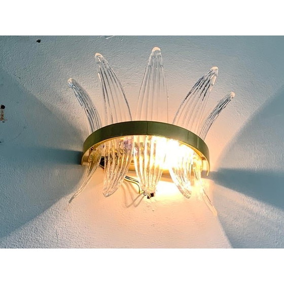 Image 1 of Italian Palmetta Wall Sconce In Murano Glass