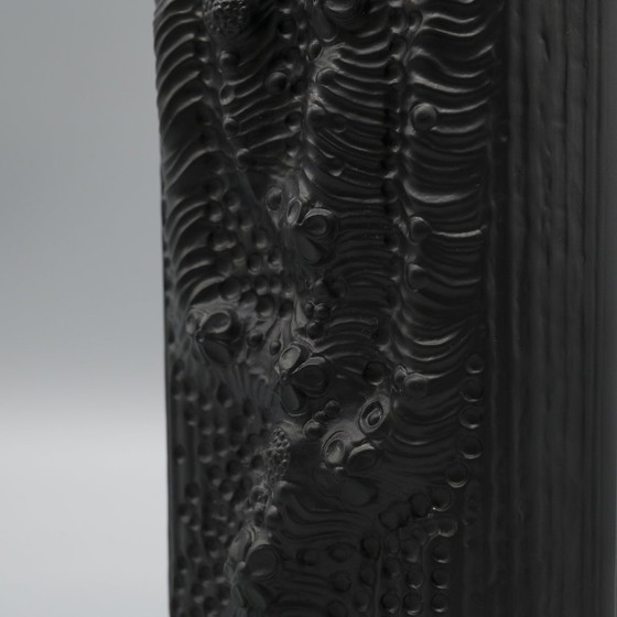 Image 1 of Martin Freyer Rosenthal Studio-Line Bisque Porcelaine Noire Op-Art Relief Vase 