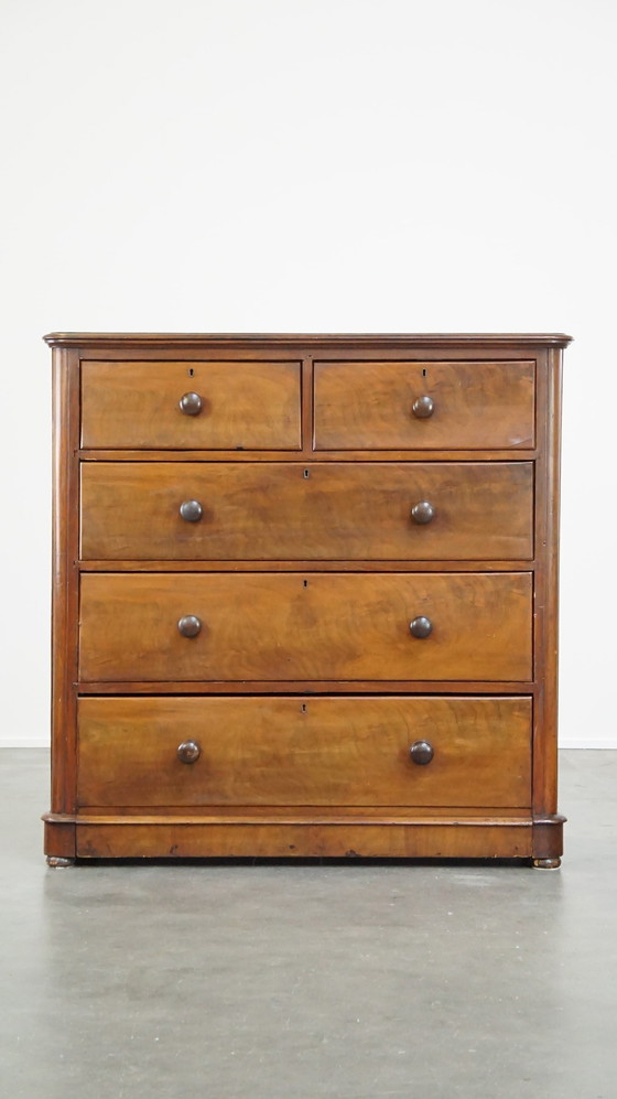 Image 1 of Large Mahogany Chest of Drawers With 5 Drawers