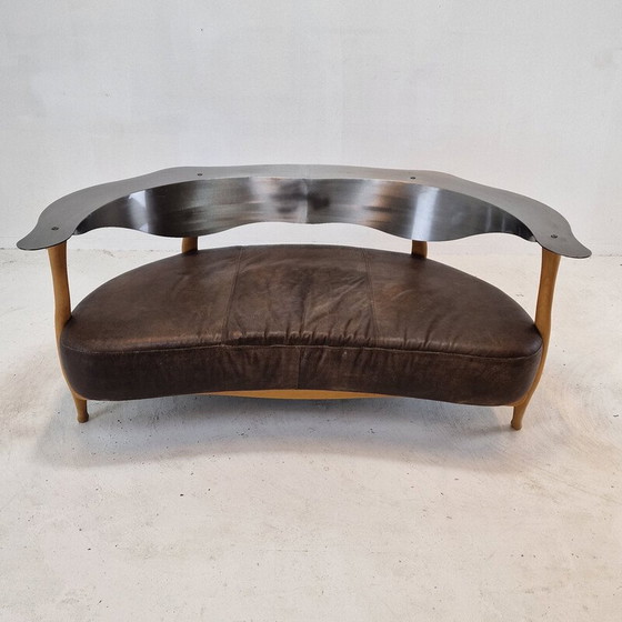 Image 1 of Vintage "Fantasy Island" sofa in wood, steel and leather by Kurt Bayer, Germany 1980