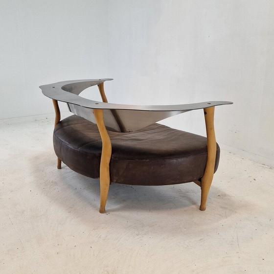 Image 1 of Vintage "Fantasy Island" sofa in wood, steel and leather by Kurt Bayer, Germany 1980