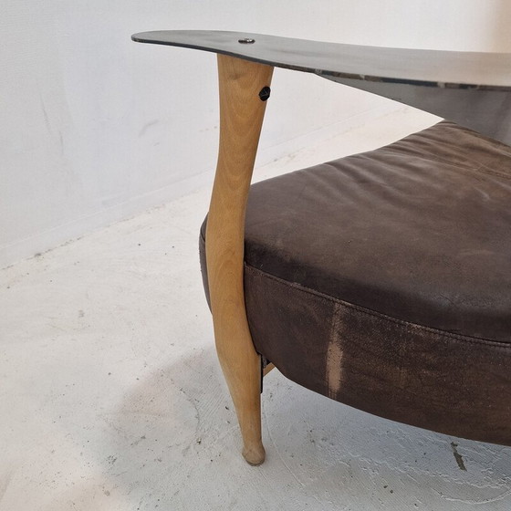 Image 1 of Vintage "Fantasy Island" sofa in wood, steel and leather by Kurt Bayer, Germany 1980